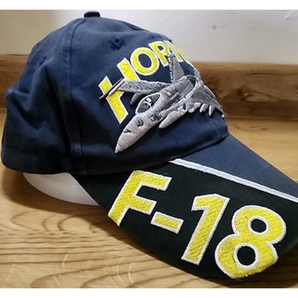Eagle Crest F-18 Hornet Fighter Jet Baseball Cap Men's Adjustable Navy Blue - Picture 3 of 10